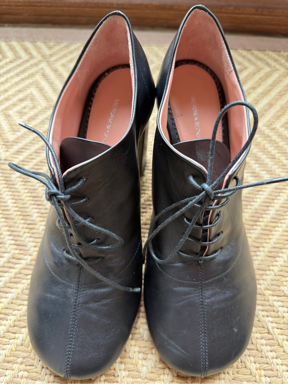 Victoria Beckham Black Softest Lambskin Lace Up Heels in Italy SZ 36